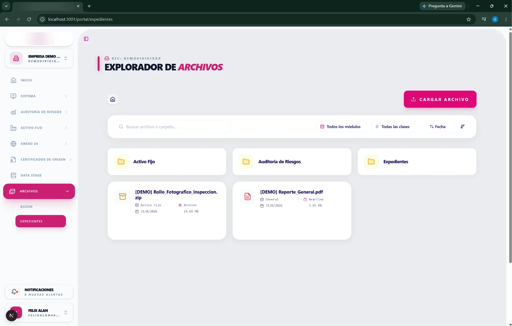 Portal empresarial de comercio exterior vista principal 5